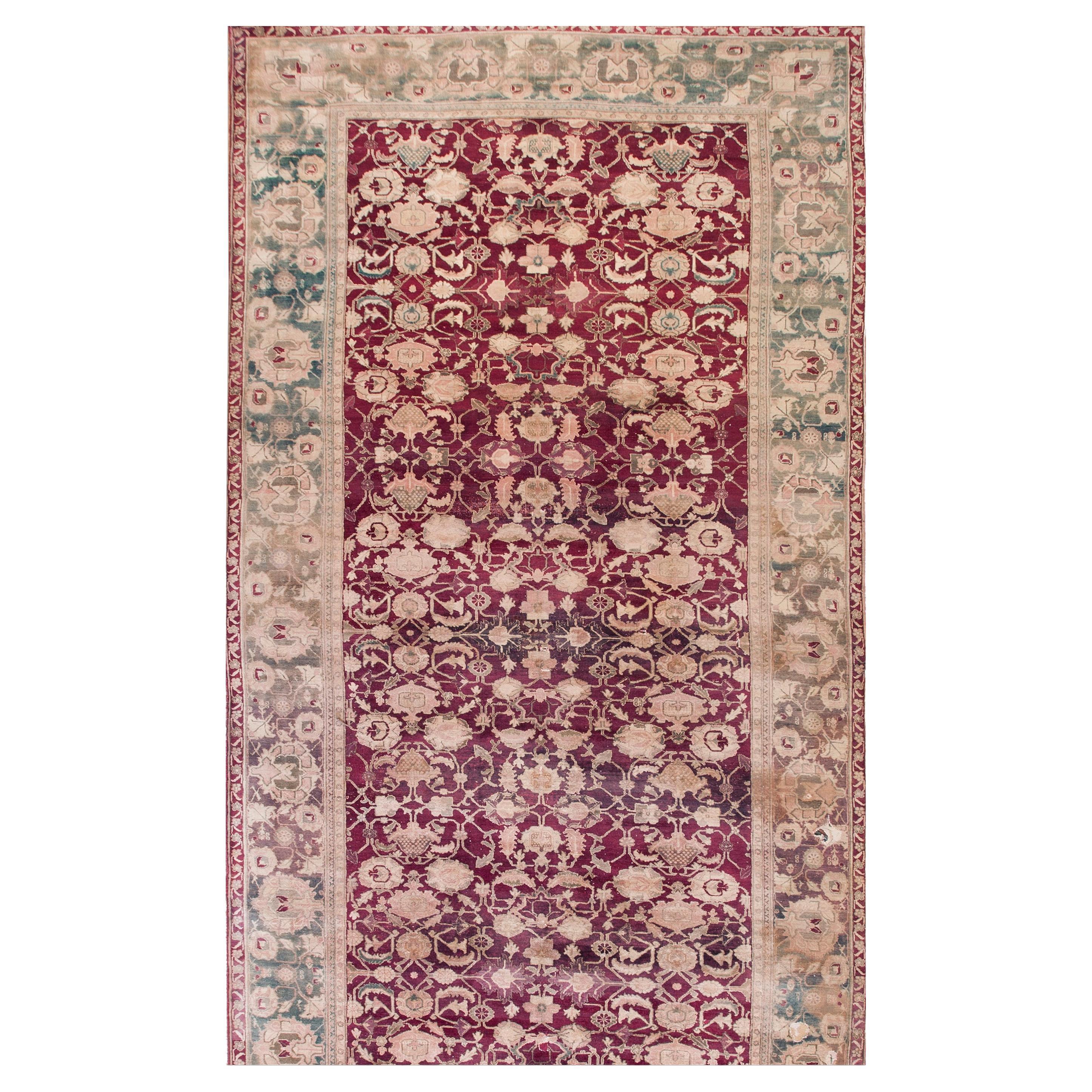 1880er Jahre Traditionell Tief Rot Grün Antik Indisch Agra Galerie Teppich 8
x27
2" Teppich im Angebot