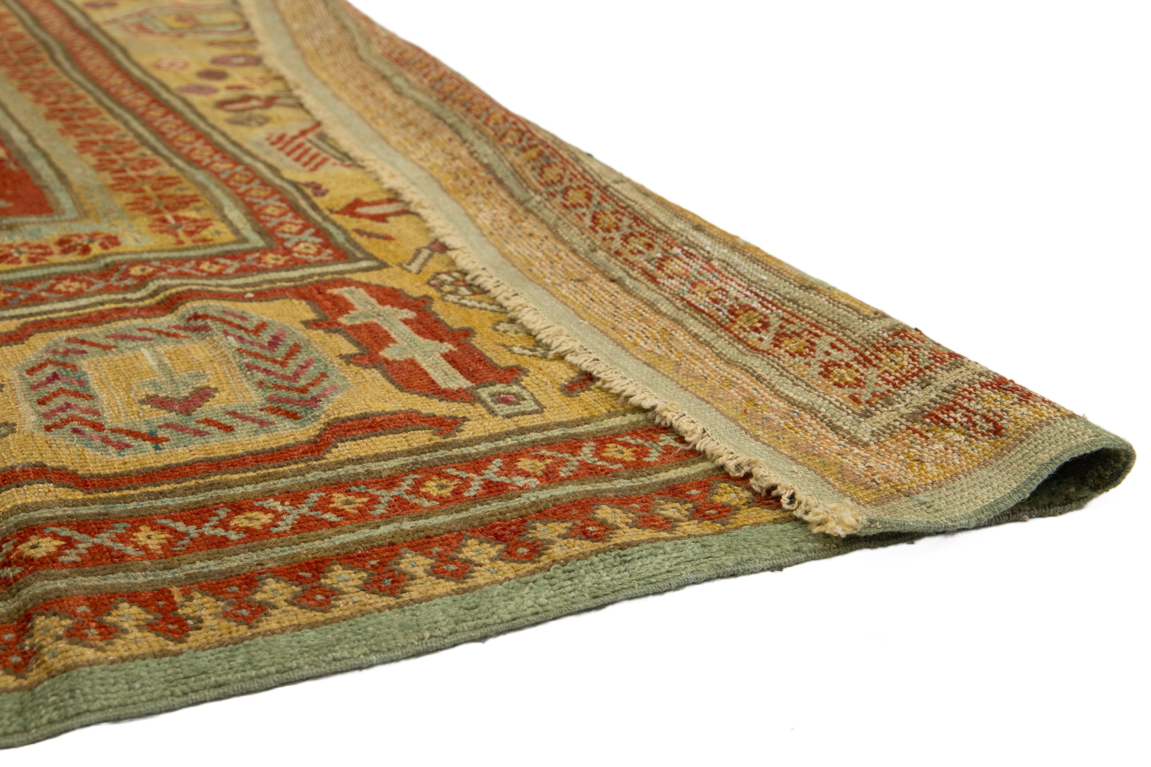 1880er Jahre Türkischer Oushak Antiker Wollteppich in Blau mit Medaillon-Design im Zustand „Hervorragend“ im Angebot in Norwalk, CT
