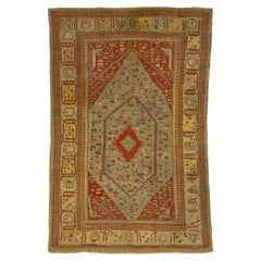 1880s Turkish Oushak Antique Wool Rug In Blue Featuring a Medallion Design