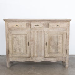 1880s Two-Door Bleached Oak Buffet Cabinet