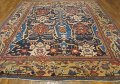 1880s Unique Artistic Antique Blue Navy Large Scale Ziegler Sultanabad Wool Rug