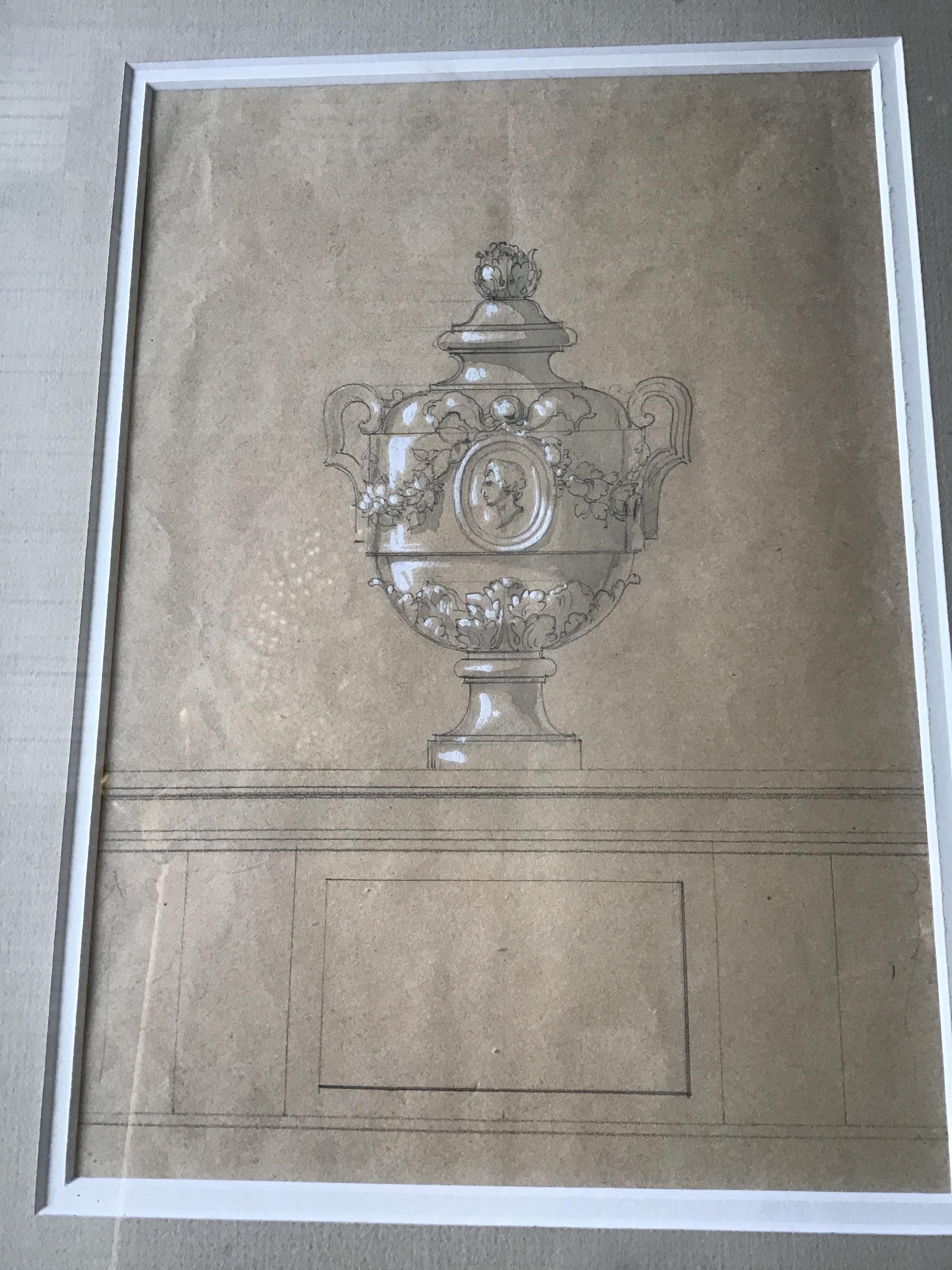 1880er Urnen-Aquarell von Jansen im Zustand „Gut“ im Angebot in Tarrytown, NY