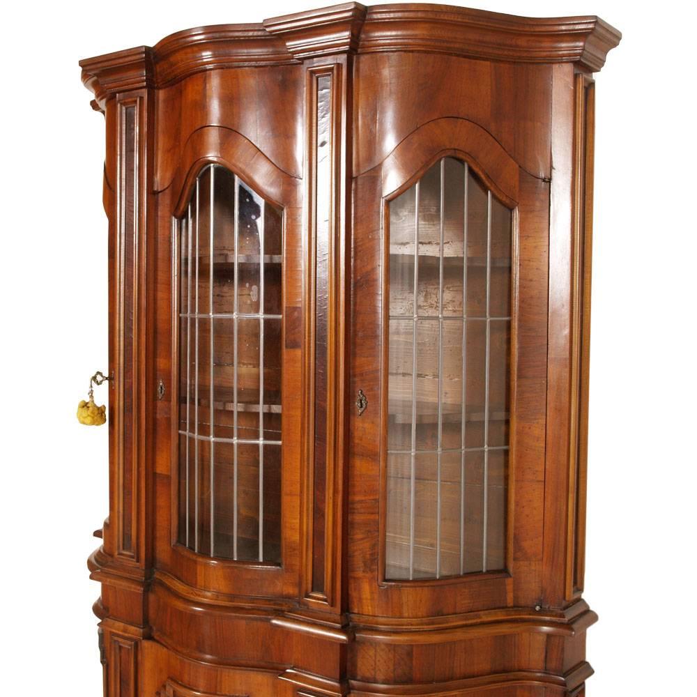 Walnut 1880s Venetian Credenza Display Cabinet Baroque by Michele Bonciani Cascina For Sale