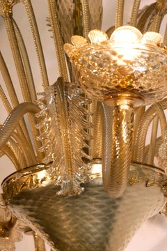 19th Century Large Venetian-Murano Glass Gold Chandelier