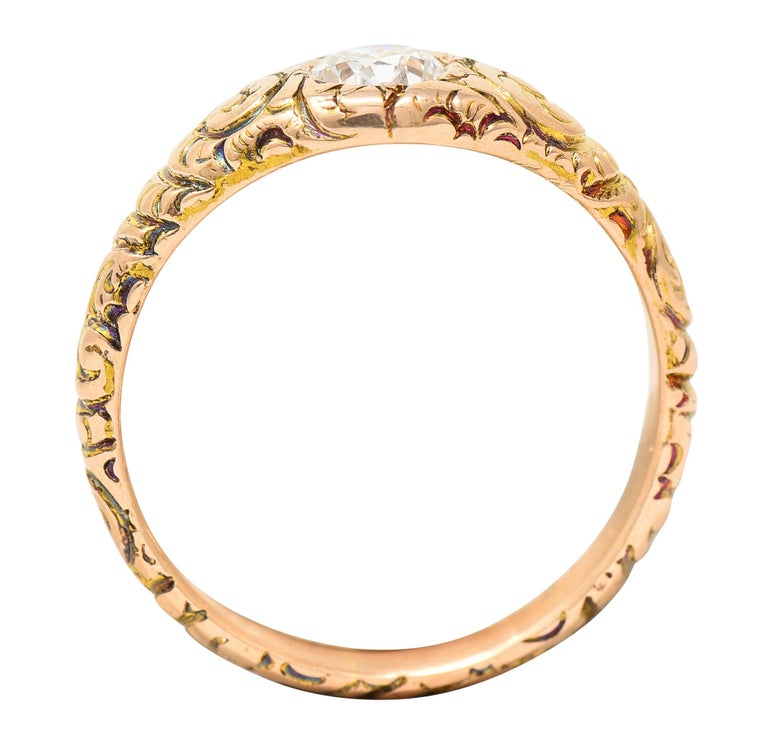 Old Rng 1880's Victorian 0.41 Carat Old Mine Diamond 14 Karat Yellow Gold ...