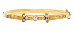 1880's Victorian 0.75 Carat Diamond 14 Karat Yellow Gold Bangle Bracelet