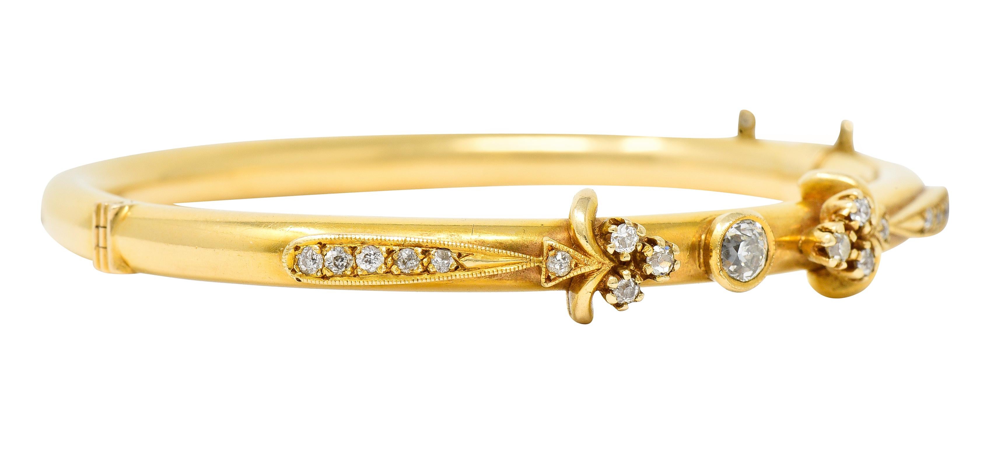 1880er Jahre viktorianisches 0,75 Karat Diamant-Armreif aus 14 Karat Gelbgold (Viktorianisch)