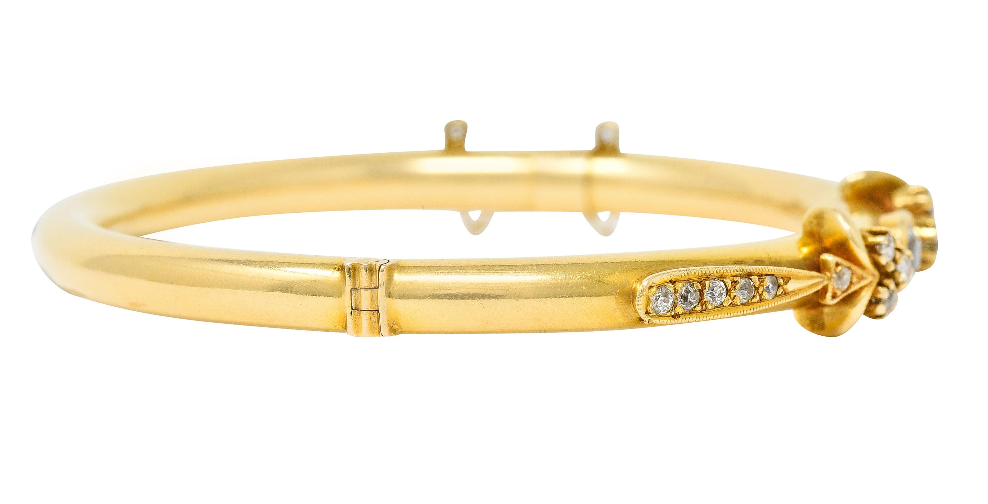 1880er Jahre viktorianisches 0,75 Karat Diamant-Armreif aus 14 Karat Gelbgold (Rosenschliff)