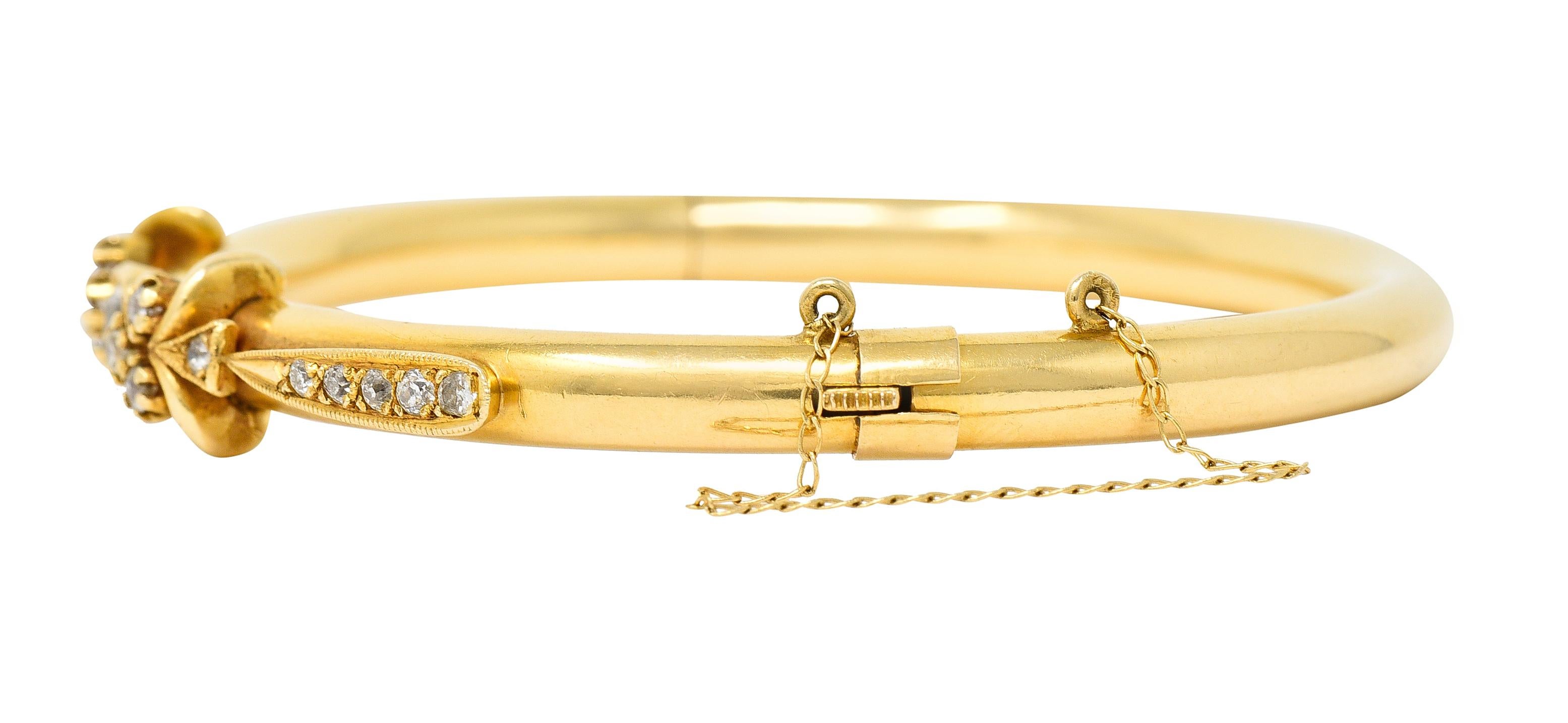 1880er Jahre viktorianisches 0,75 Karat Diamant-Armreif aus 14 Karat Gelbgold für Damen oder Herren