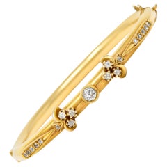 1880's Victorian 0.75 Carat Diamond 14 Karat Yellow Gold Bangle Bracelet