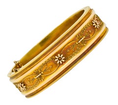 1880er Jahre viktorianischen 14 Karat zweifarbigen Gold Ehe Armreif Armbänder