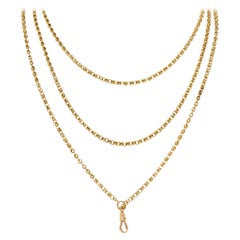 1880's Victorian 14 Karat Yellow Gold Long Chain Necklace