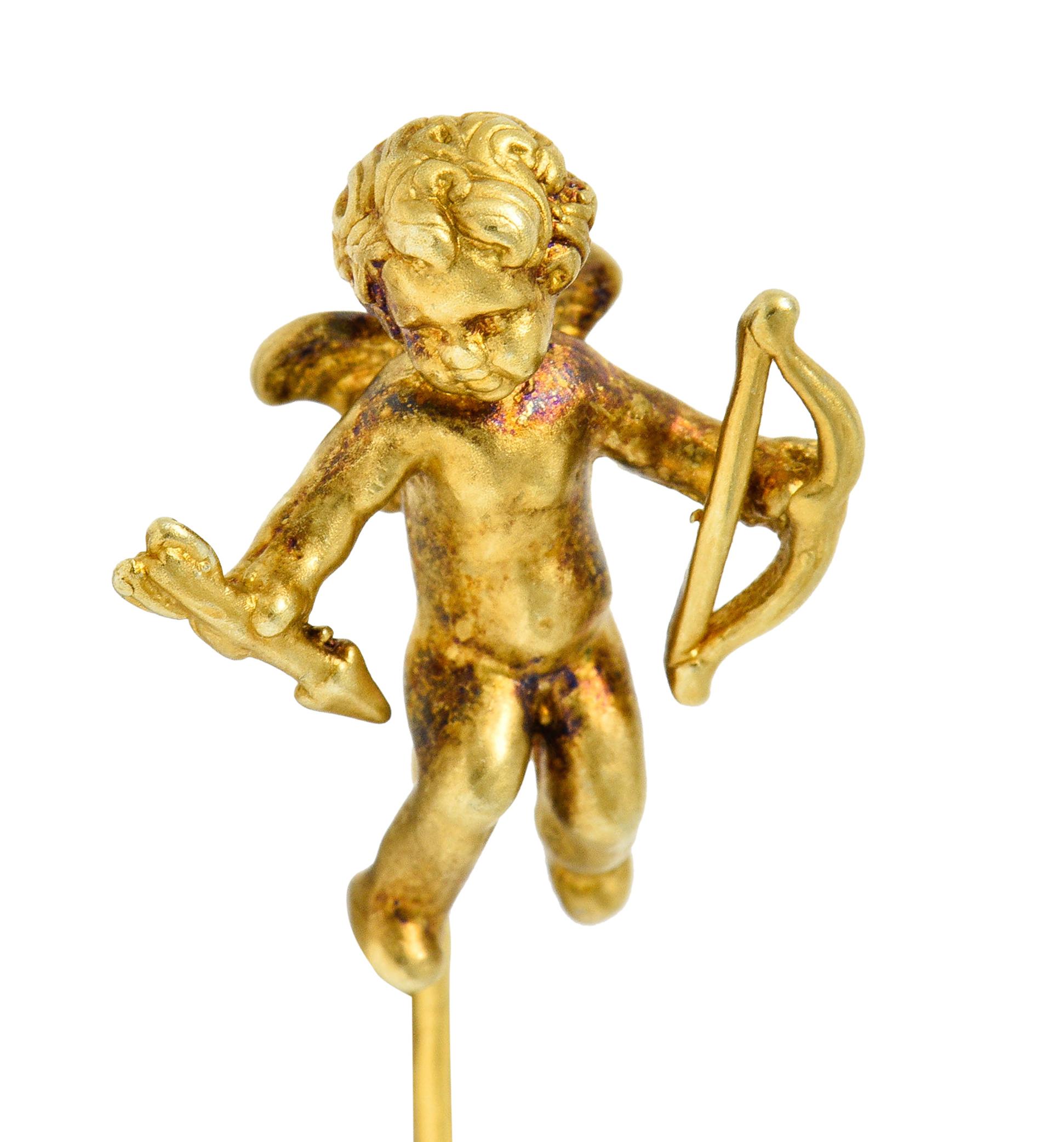 1880's Victorian 14 Karat Yellow Gold Cupid Stickpin 2
