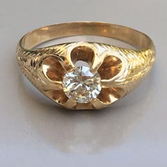 1880s Victorian 14k Yellow Gold 0.55ct Diamond Antique Ring Handmade American