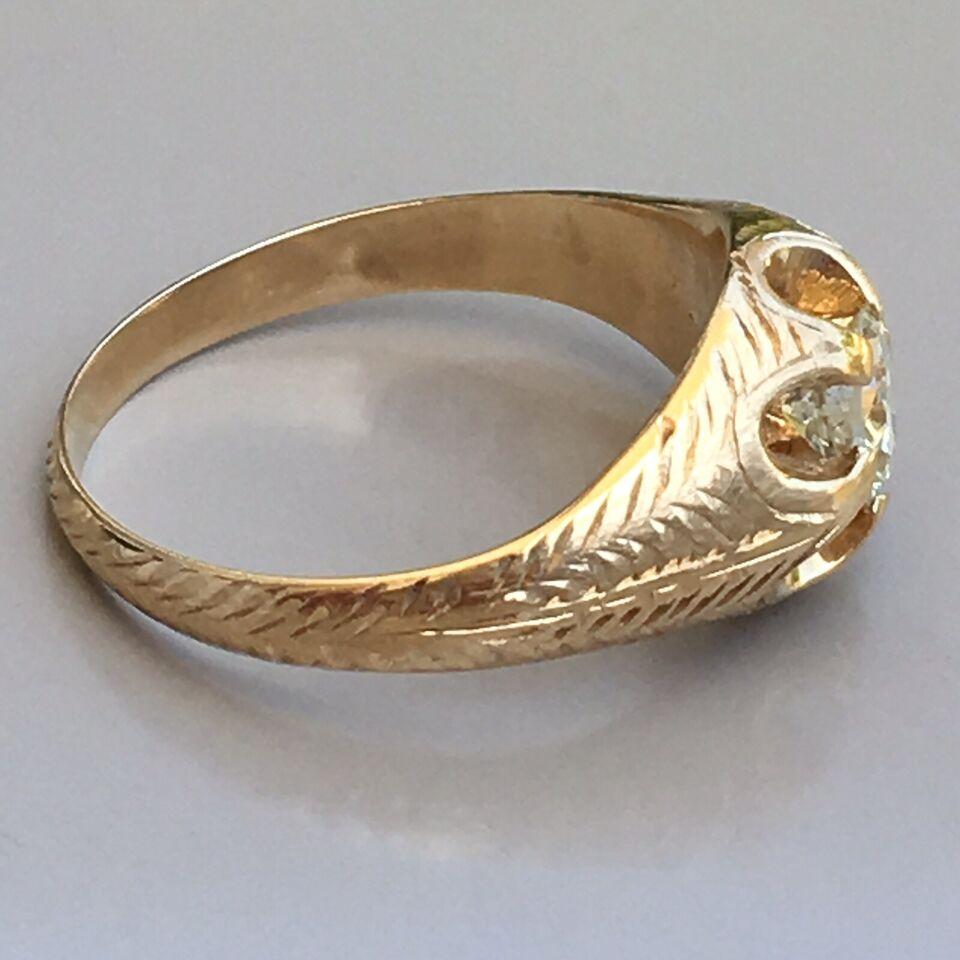 1880s Victorian 14k Yellow Gold 0.55ct Diamond Antique Ring Handmade American In Good Condition For Sale In Los Angeles, CA