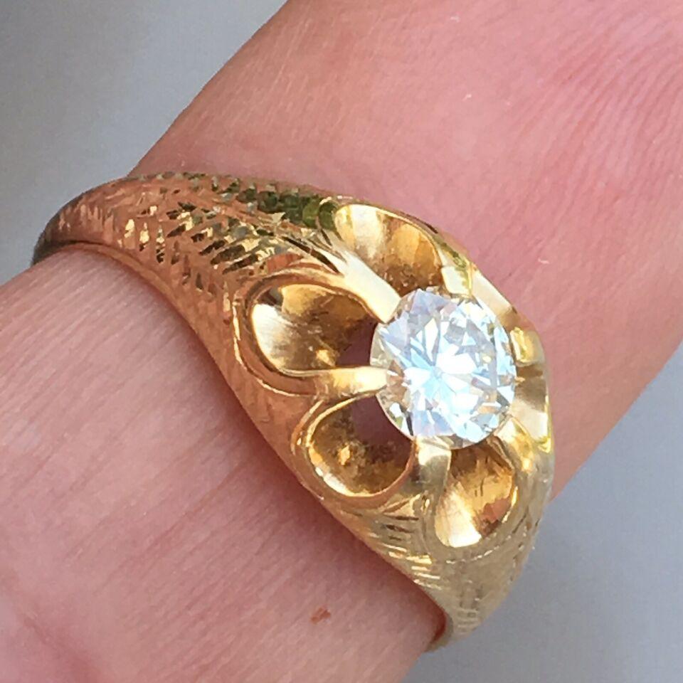 Bague victorienne des années 1880 en or jaune 14 carats avec diamant 0,55 carat, faite à la main, américaine en vente 2