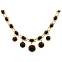 1880s Victorian 49.53 Carat Garnet and Yellow Gold Necklace