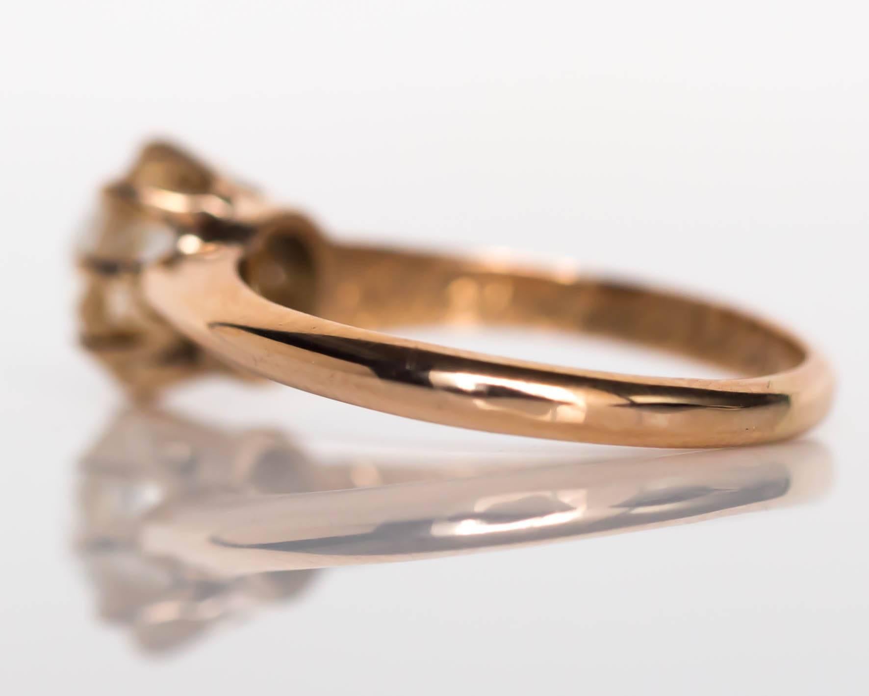 1880s Victorian .83 Carat Rose Cut Diamond Yellow Gold Engagement Ring For Sale 1
