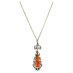 1880er Jahre viktorianische geschwungene Halskette, Citrin Diamant Silber 18 Karat Gelbgold