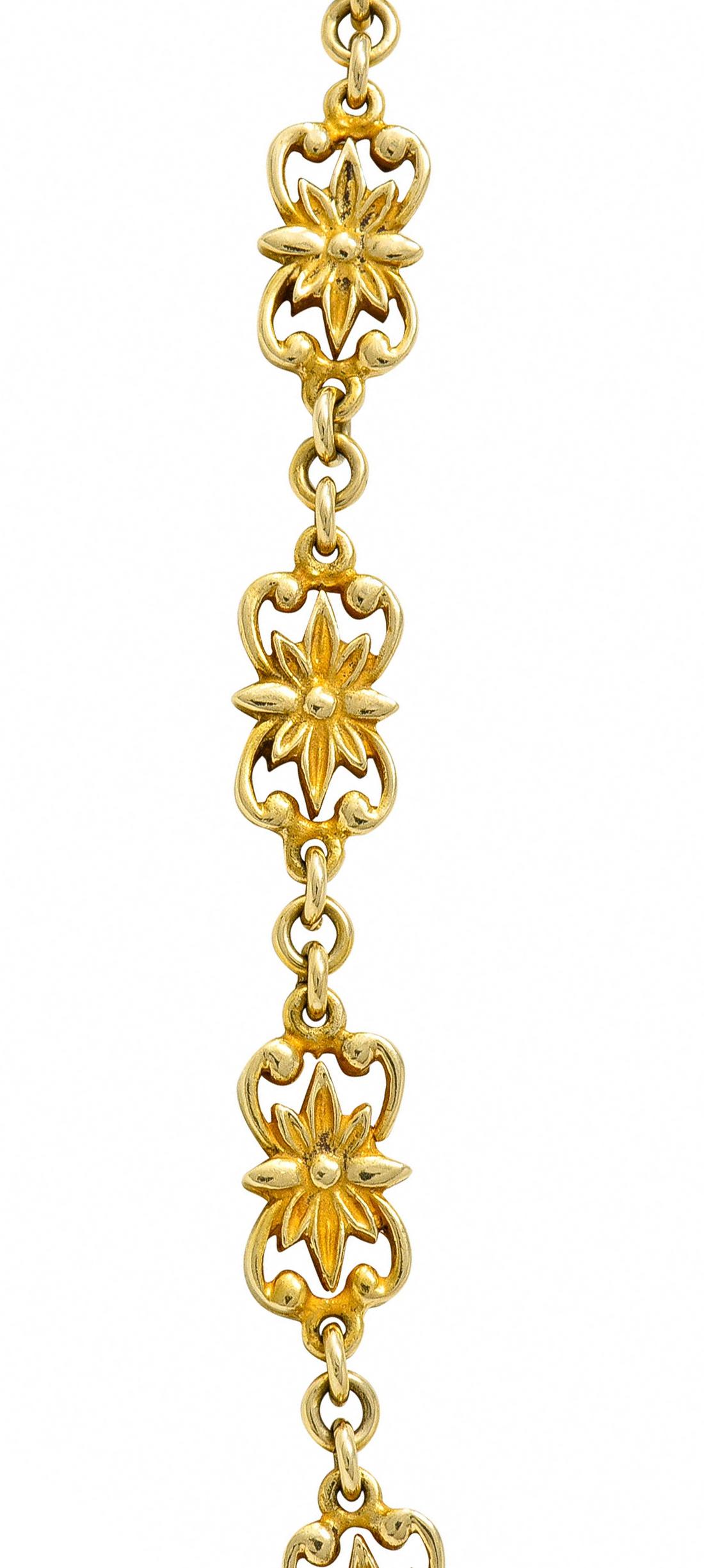 1880's Victorian Demantoid Garnet Diamond Ruby 14 Karat Gold Statement Necklace 2