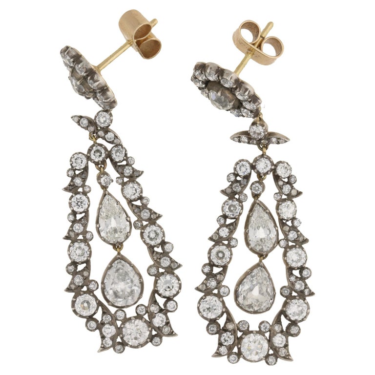 1880s Victorian Diamond Drop Earrings For Sale at 1stdibs