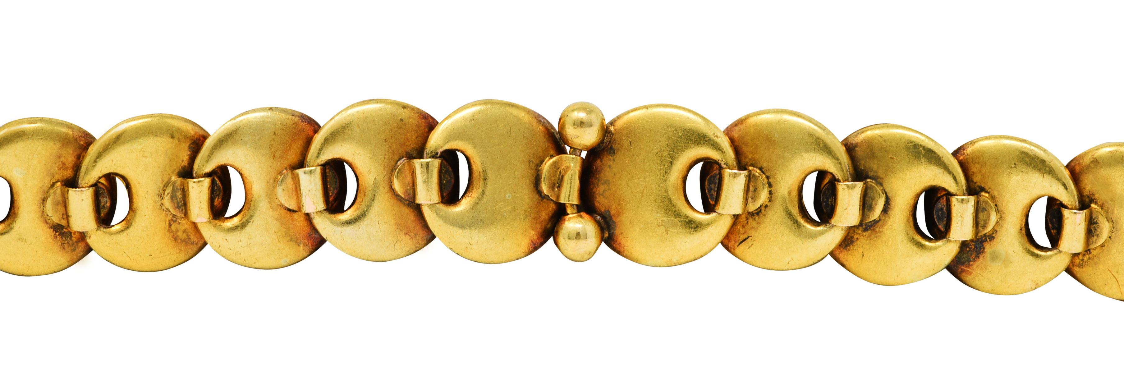 1880's Victorian Enamel 14 Karat Gold Heart Padlock Daisy Link Bracelet 2