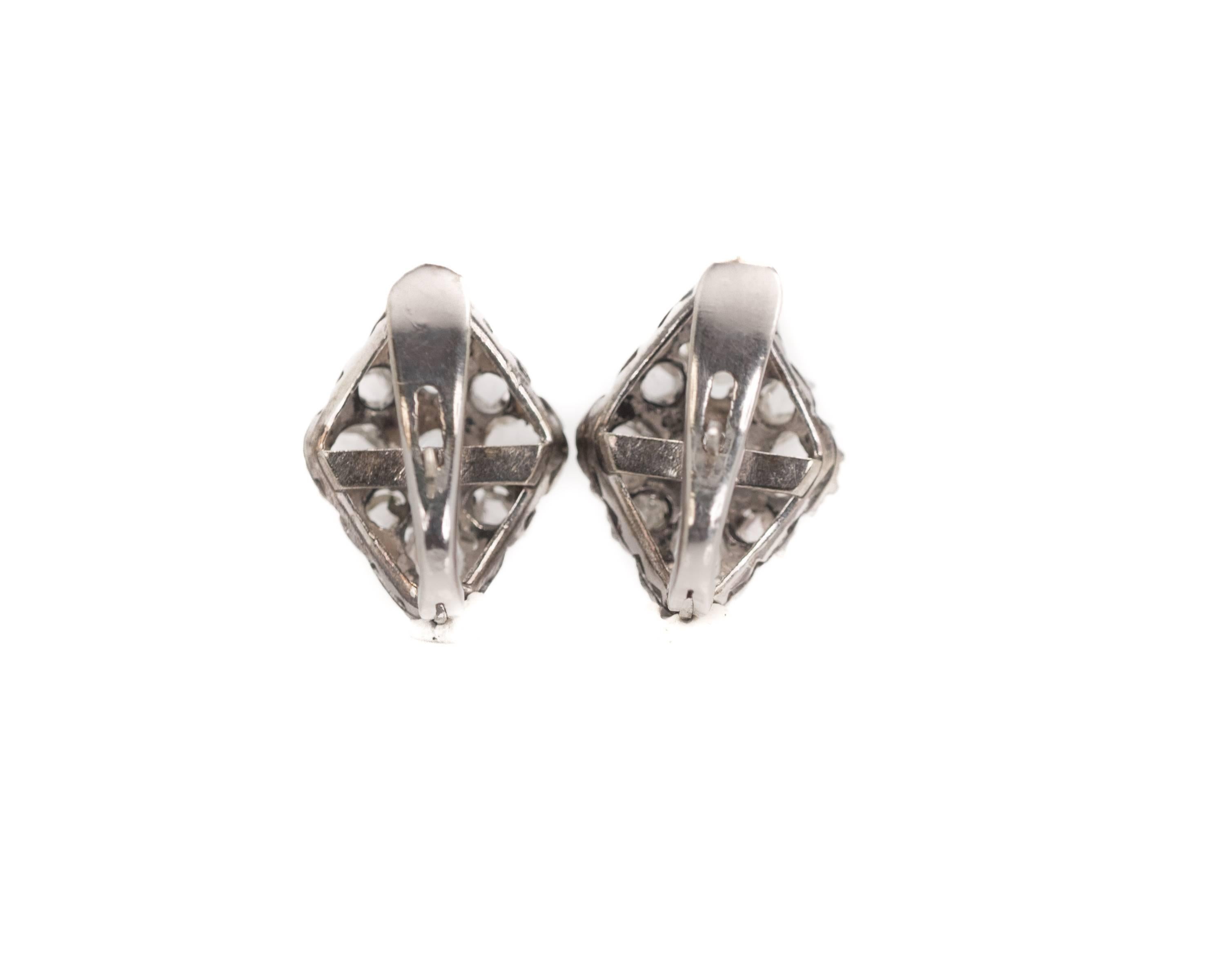 1880s Victorian Era Rose Cut 3 Carat Diamond Earrings In Good Condition In Atlanta, GA