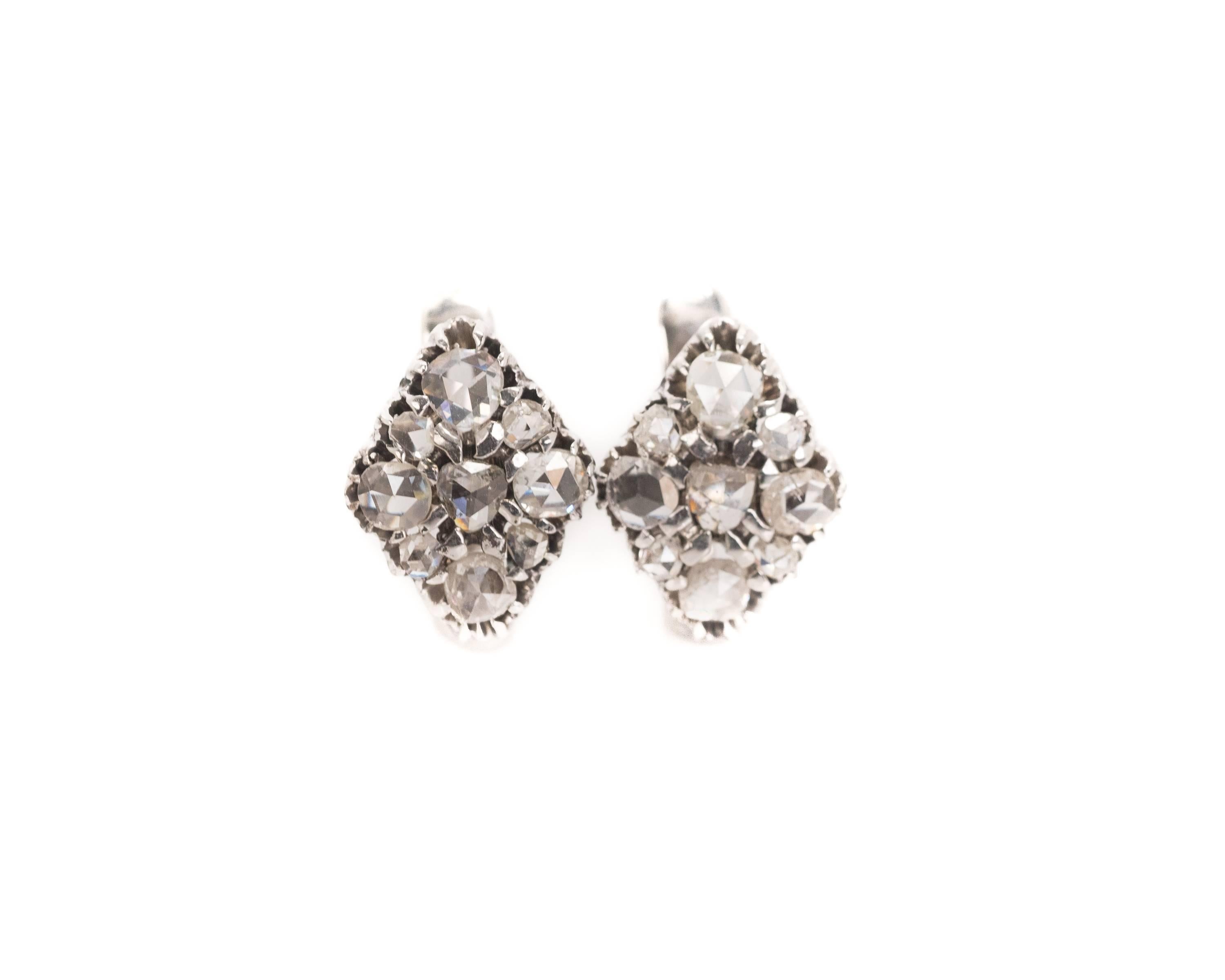 1880s Victorian Era Rose Cut 3 Carat Diamond Earrings 1