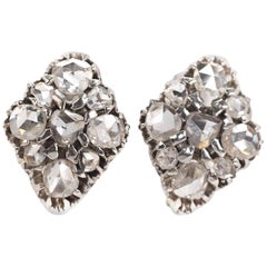 1880s Victorian Era Rose Cut 3 Carat Diamond Earrings