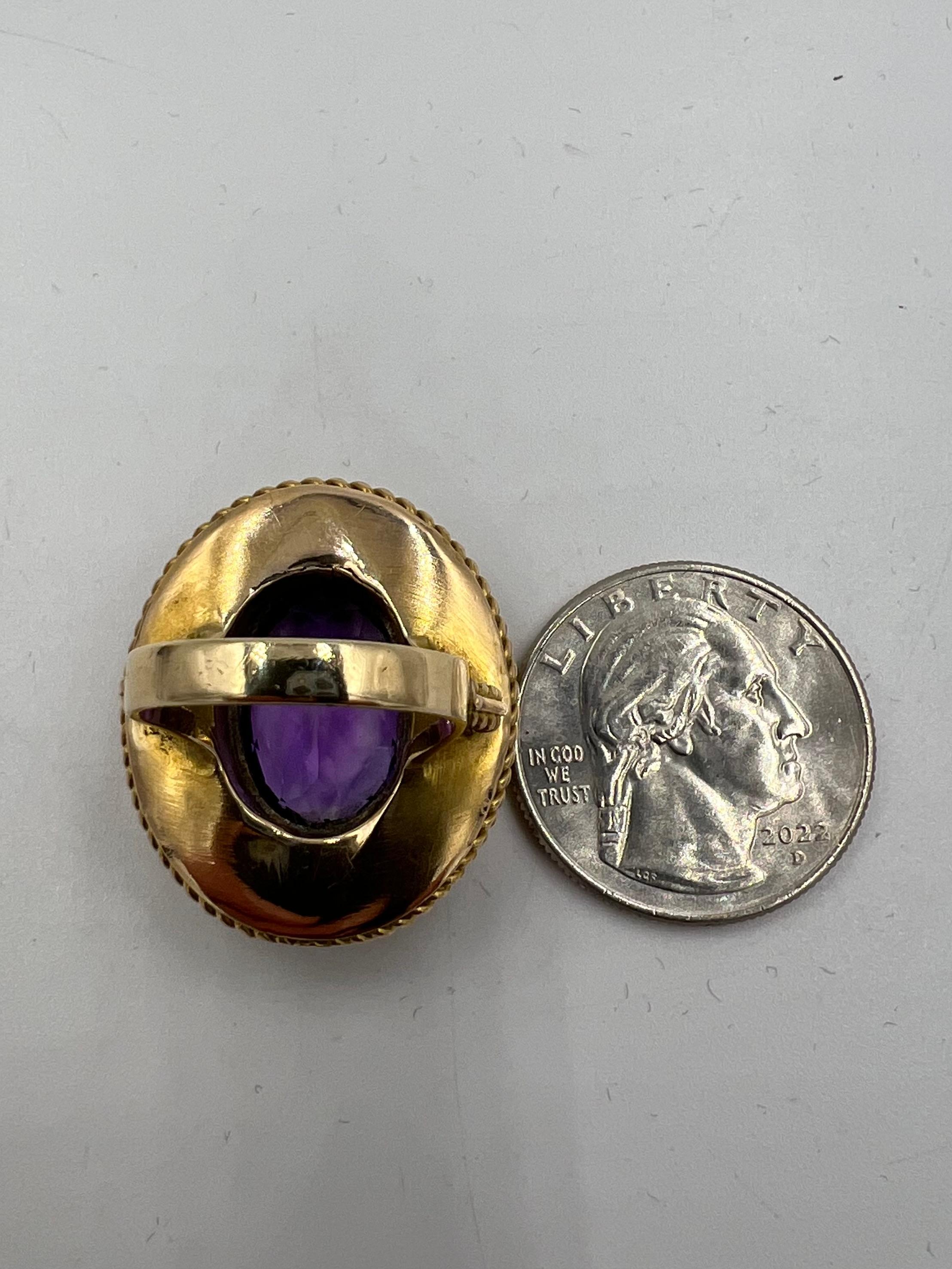 1880s Victorian Etruscan Revival Amethyst 14k Gold Ring For Sale 6