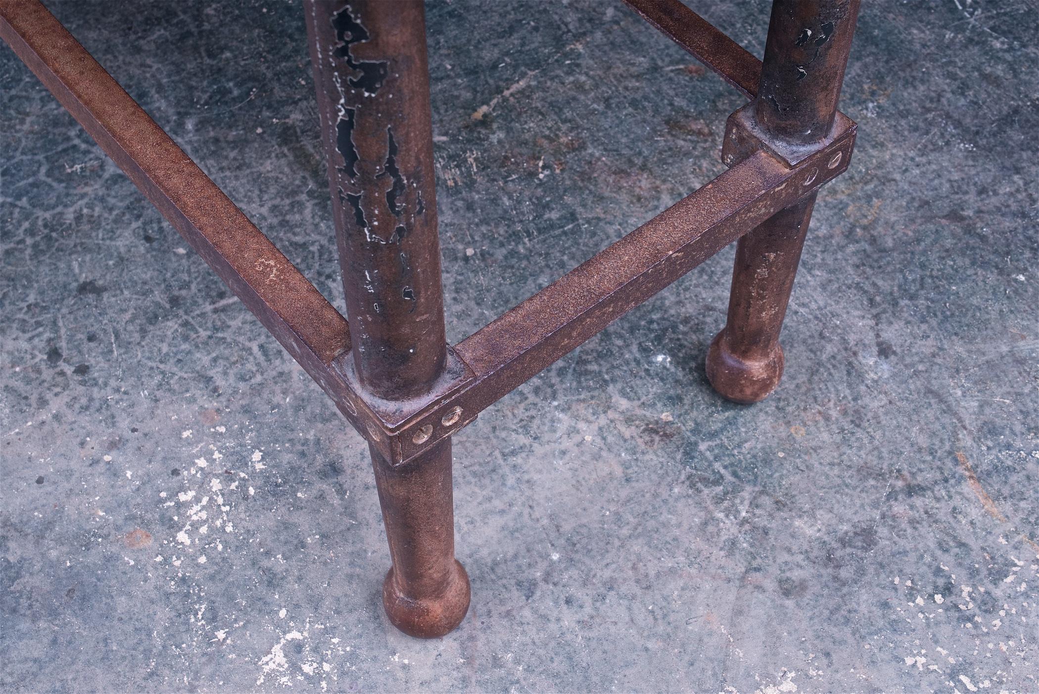 1880s Victorian Mercantile Forged Iron Work Table Vintage Industrial Console For Sale 4