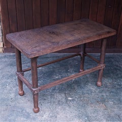 1880s Victorian Mercantile Forged Iron Work Table Vintage Industrial Console