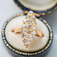 1880's Victorian Navette 1.50cts Diamond Ring High Carat Gold