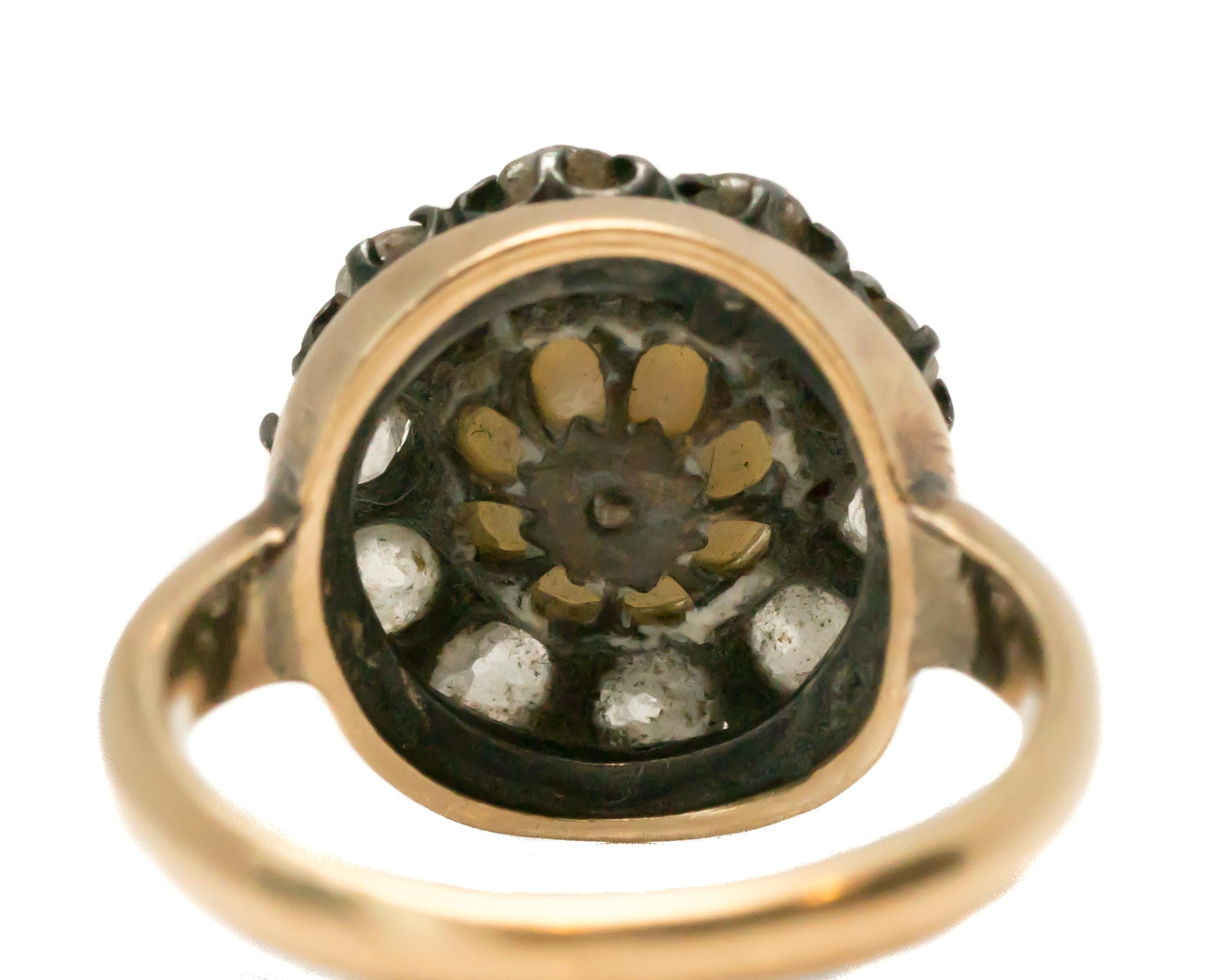 1880s Victorian Pearl and 1.0 Carat Total Old Mine Diamond Ring In Good Condition In Atlanta, GA