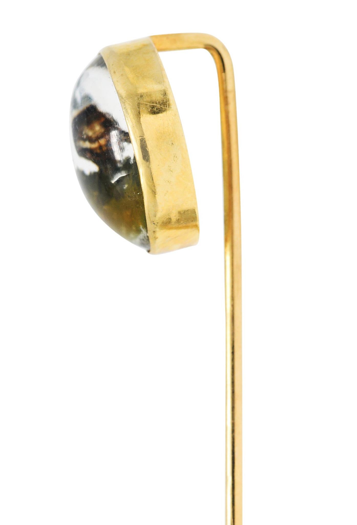 1880's Viktorianisch Rückwärts geschnitzt Bergkristall Quarz 14 Karat Gold Fasan Essex (Cabochon) im Angebot