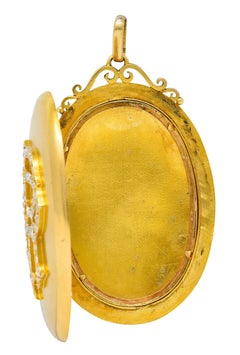 1880's Victorian Rose Cut Diamond 18 Karat Yellow Gold Monogram Locket Pendant