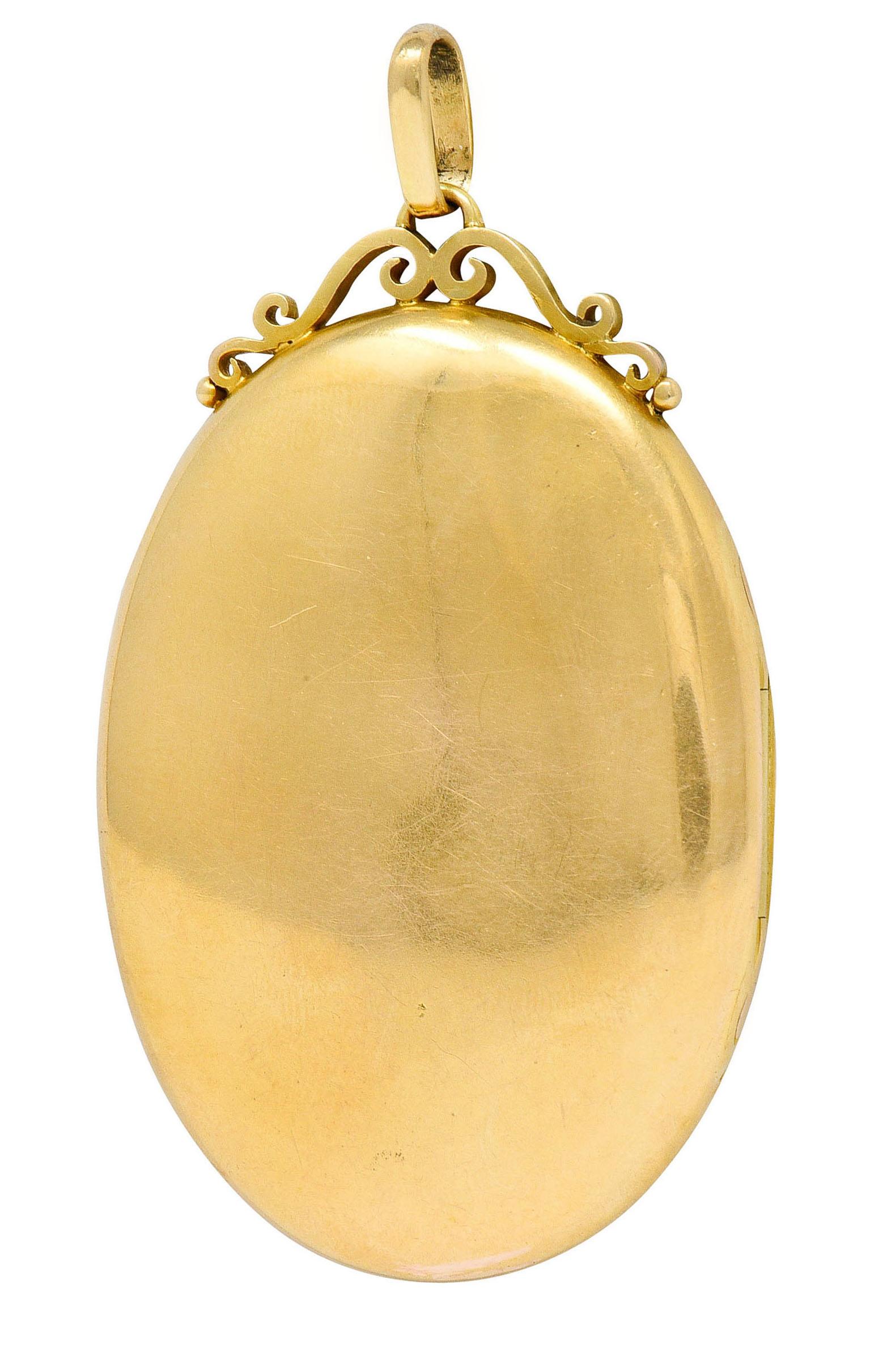 Women's or Men's 1880's Victorian Rose Cut Diamond 18 Karat Yellow Gold Monogram Locket Pendant