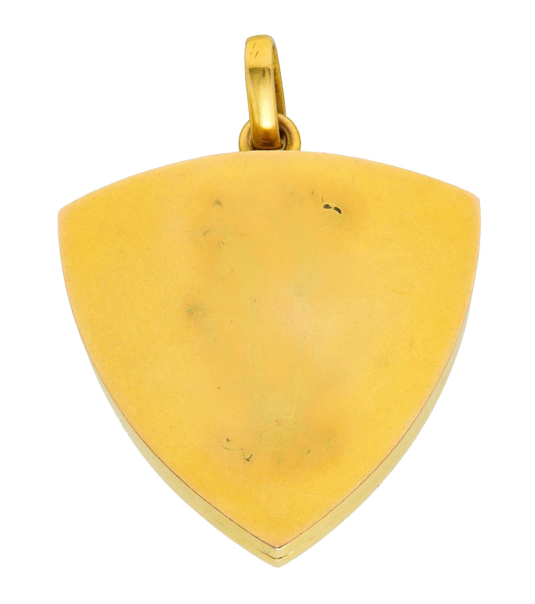 1880's Victorian Ruby Diamond 18 Karat Yellow Gold Antique Locket Pendant In Excellent Condition In Philadelphia, PA