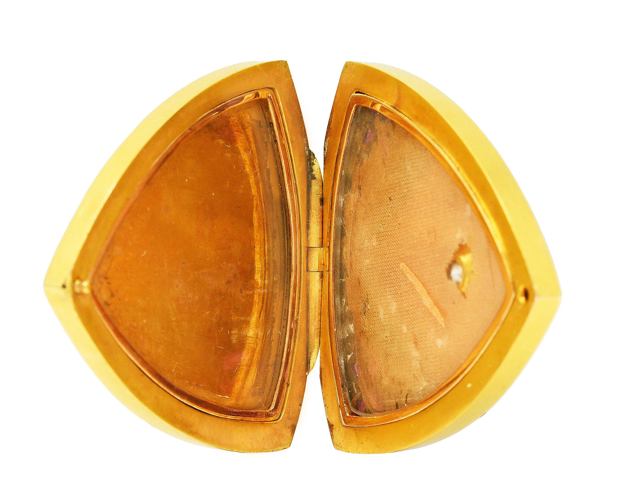 Women's or Men's 1880's Victorian Ruby Diamond 18 Karat Yellow Gold Antique Locket Pendant