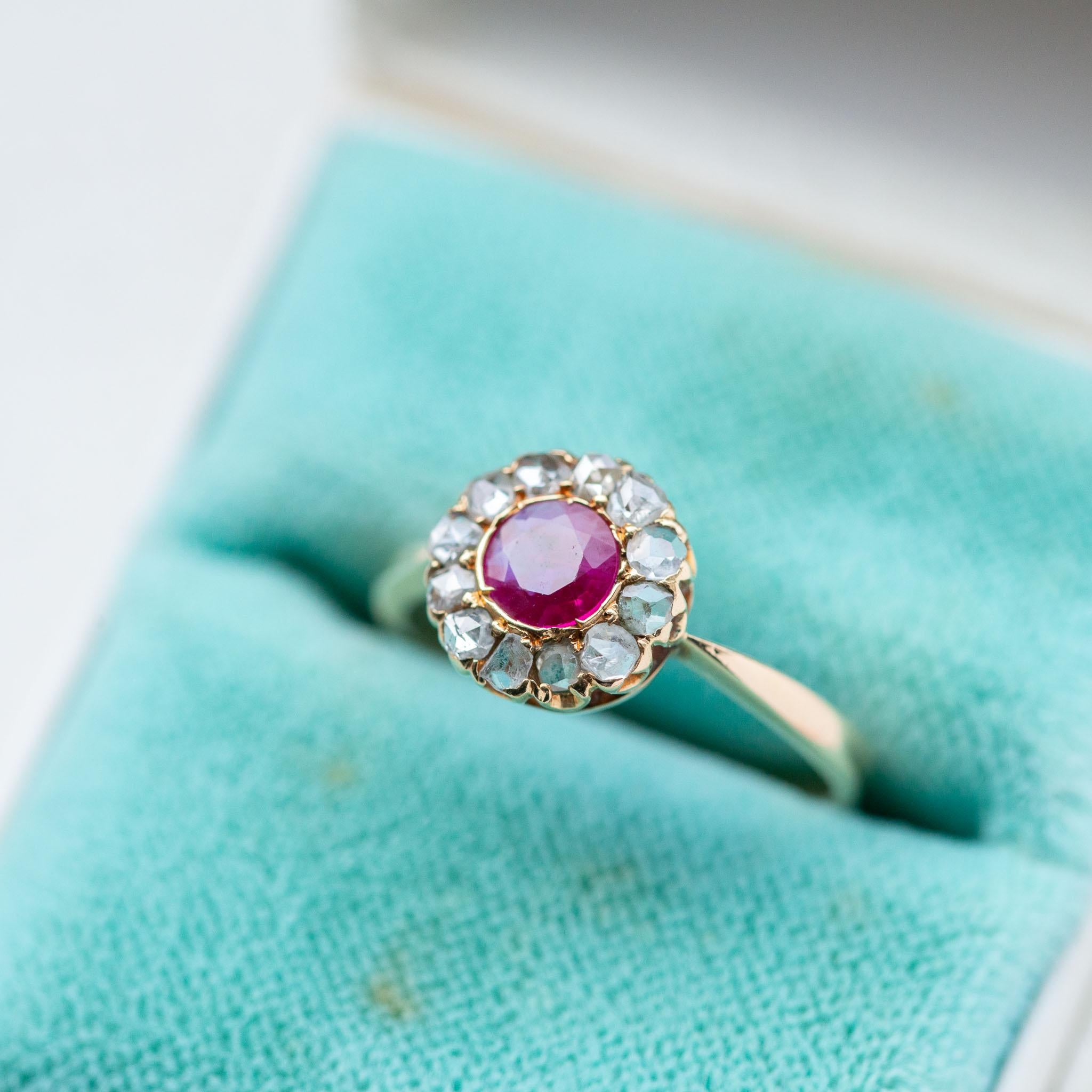 1880's Victorian Ruby Rosecut Diamond Entourage R… - image 3