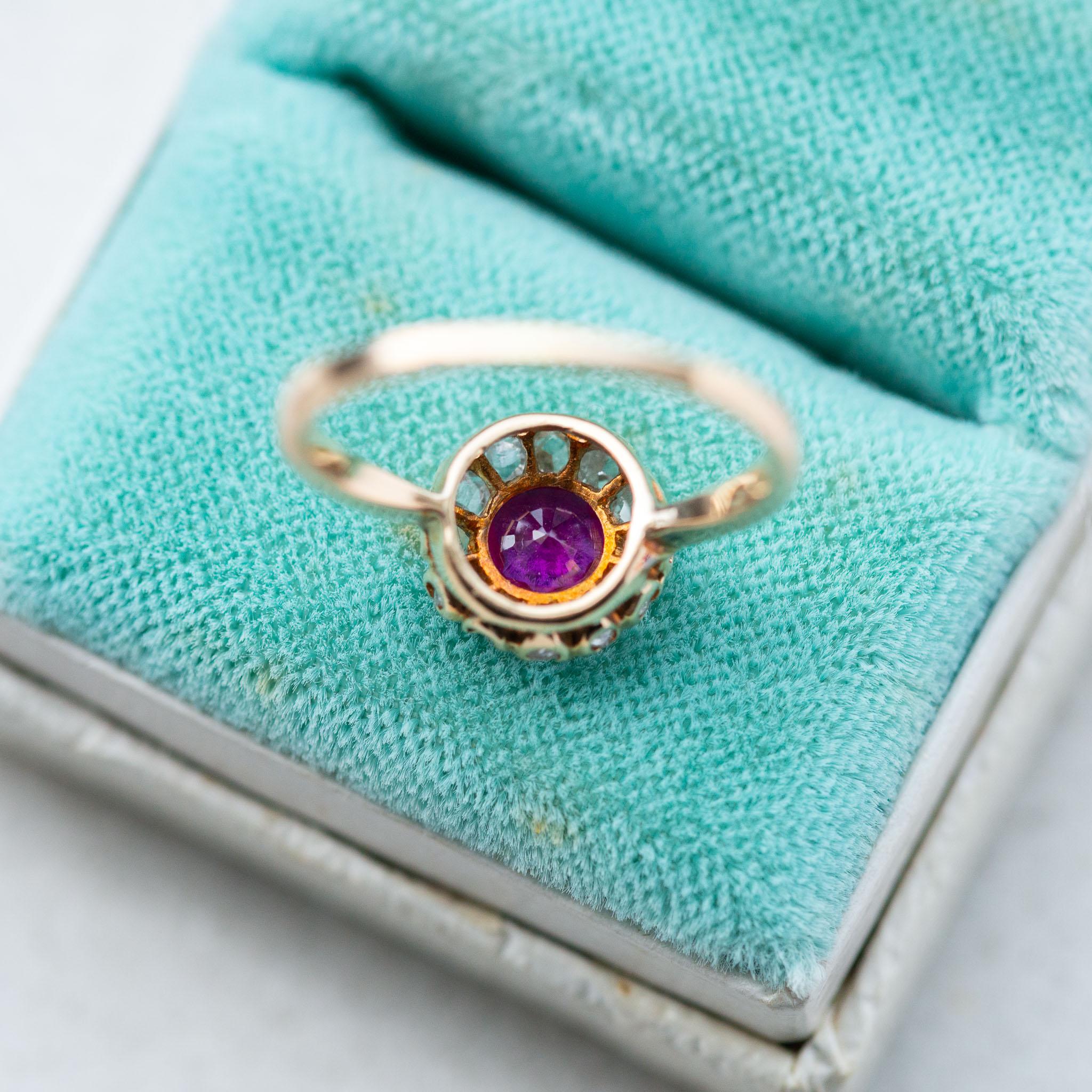 1880's Victorian Ruby Rosecut Diamond Entourage R… - image 5