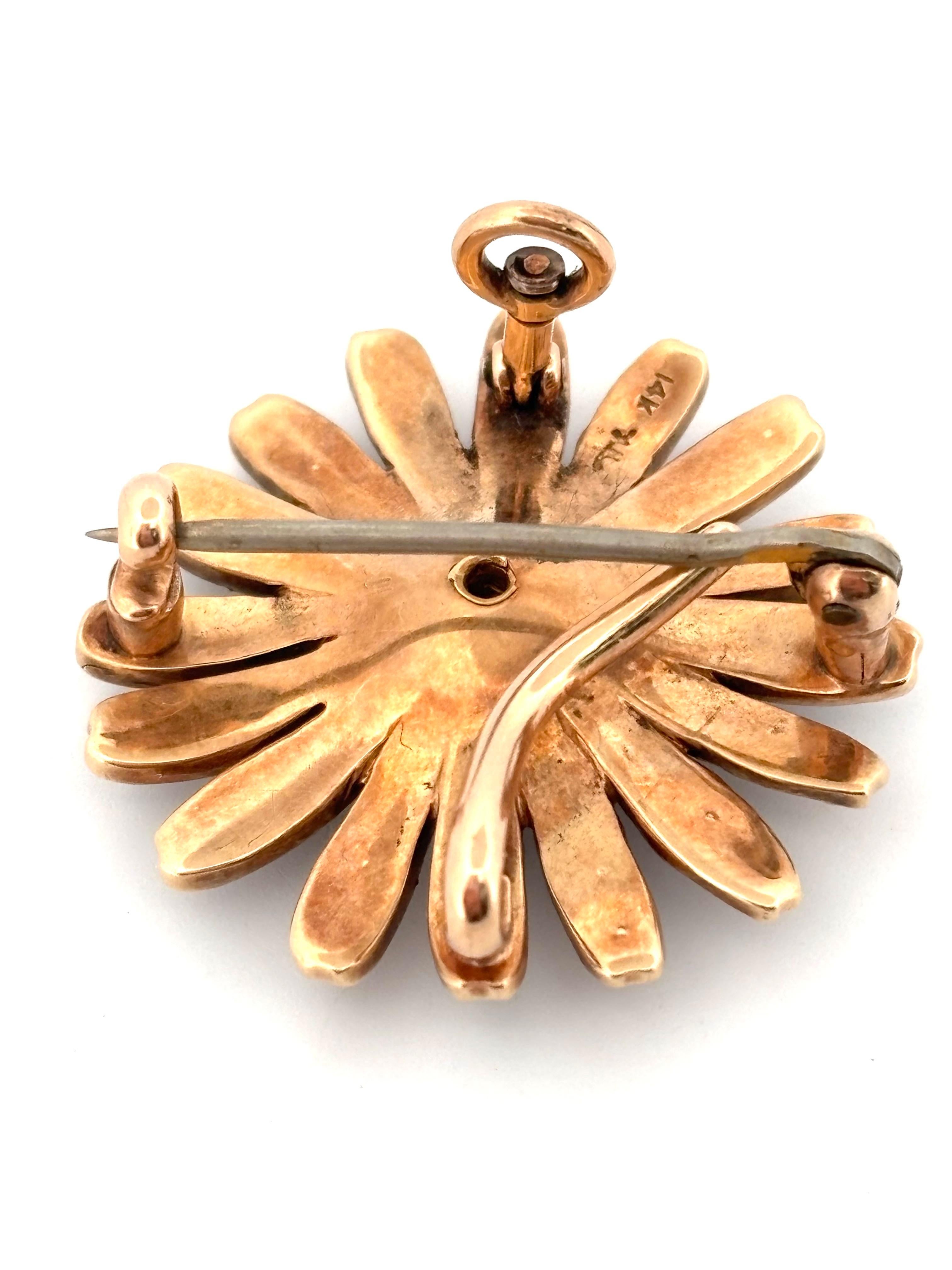 1880's Victorian Seed Pearl & 0.10ctw Old European Mined Diamond Anhänger Brosche im Angebot 1