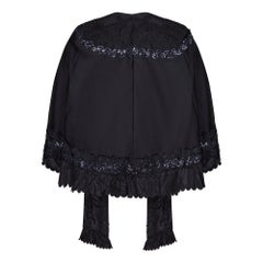 1880s Victorian Silk and Sequin Mourning Mantle Jacket