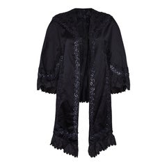 1880s Victorian Silk and Sequin Mourning Mantle Jacket