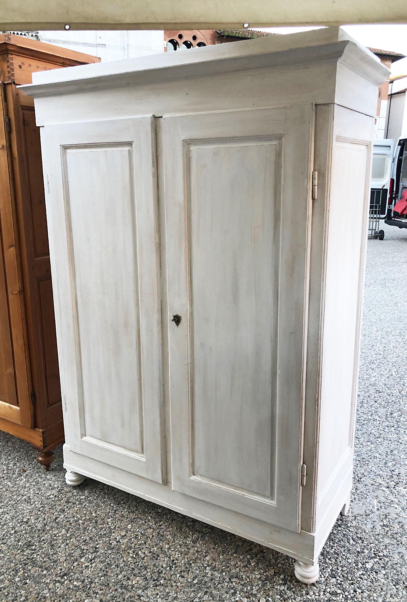 Country  Wardrobe Tuscan Fir with Two Doors Shabby White Color Two Drawers
