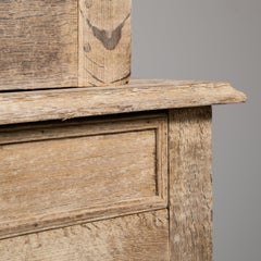 1880s Weathered Oak Cabinet with Mesh Doors and Brass Escutcheons