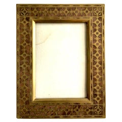 1880s Wood And Brass Inlayed Picture Frame