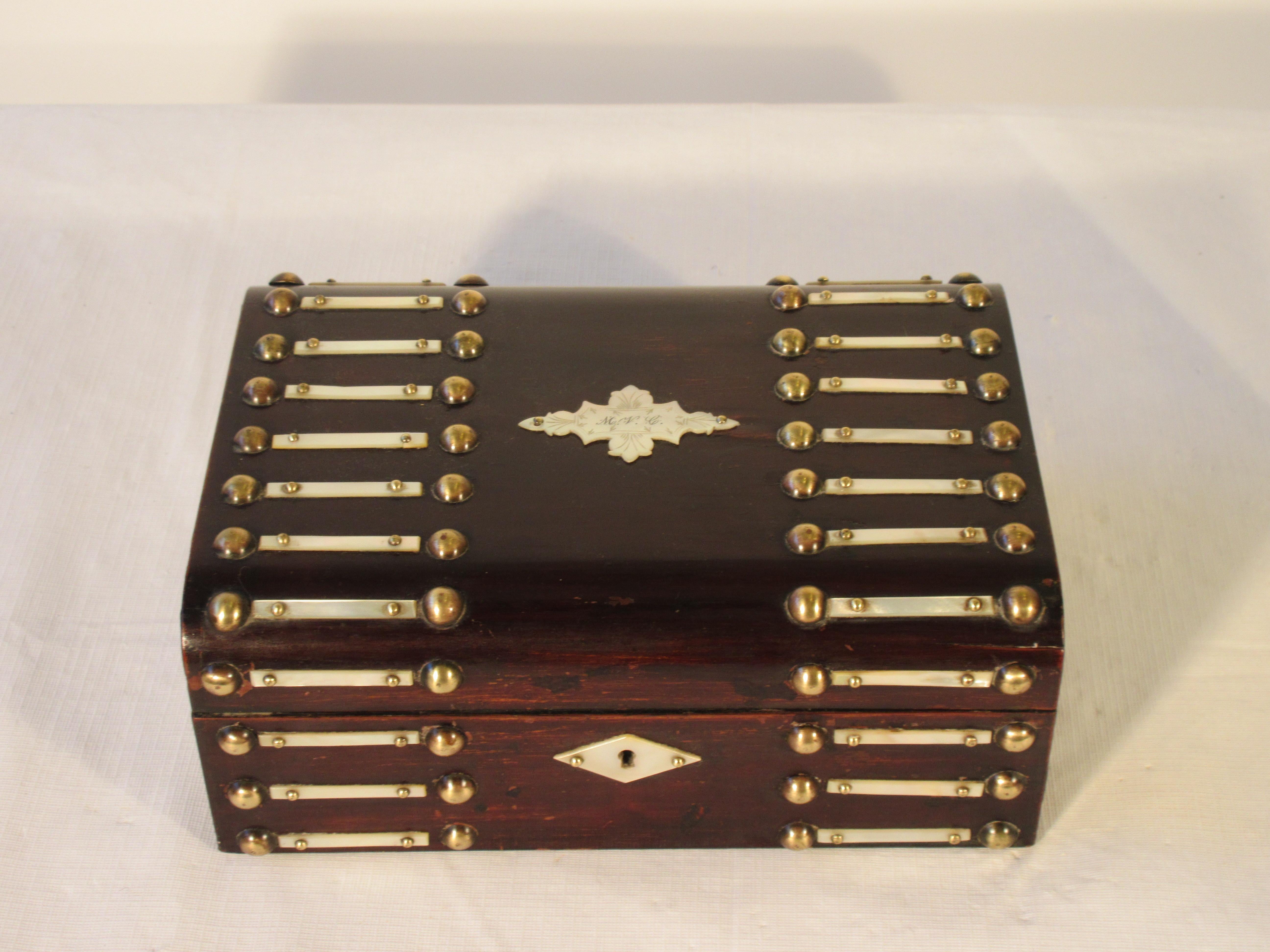 1880s wood and brass studded box.