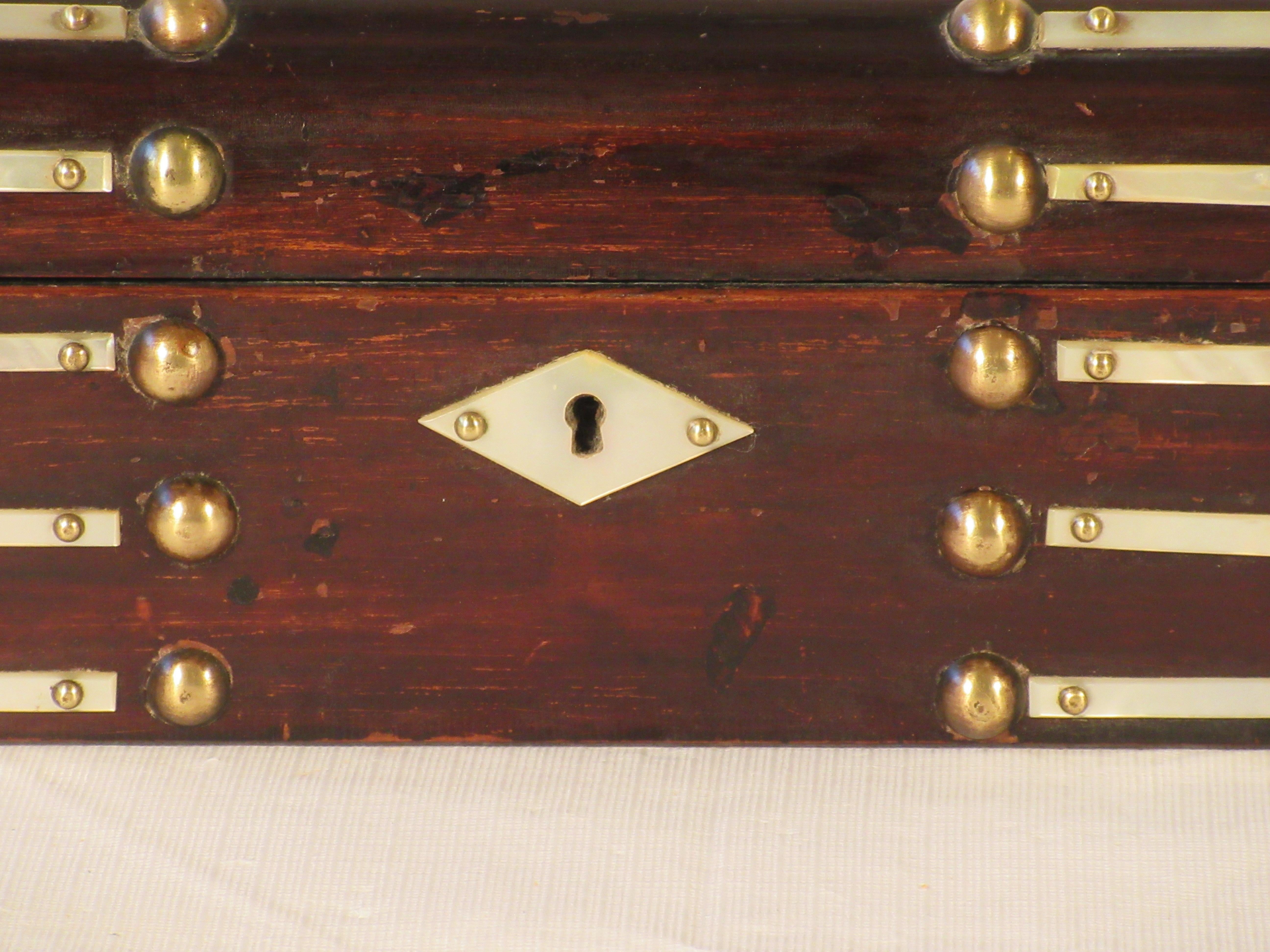 Late 19th Century 1880s Wood and Brass Studded Box