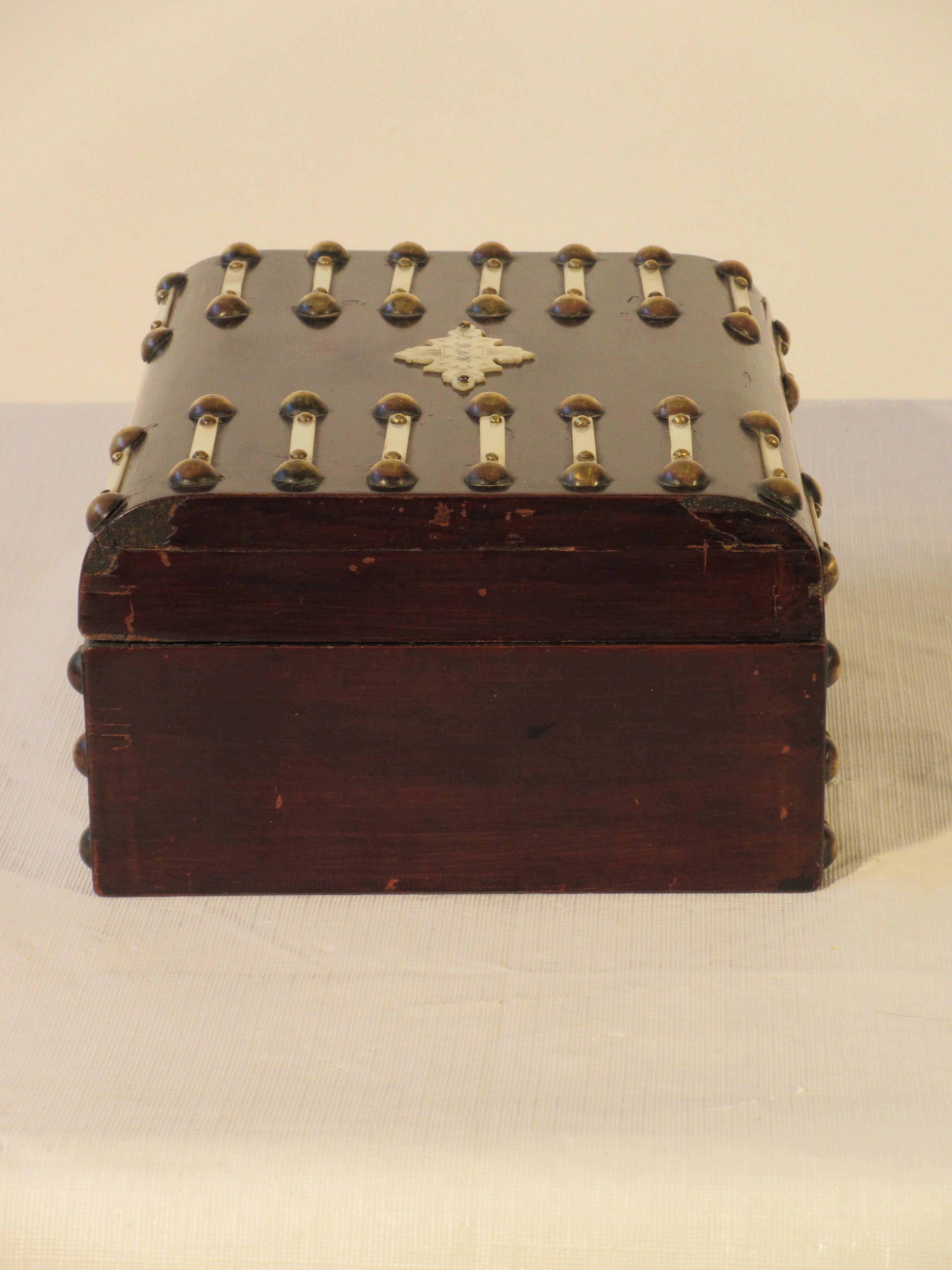 1880s Wood and Brass Studded Box 1